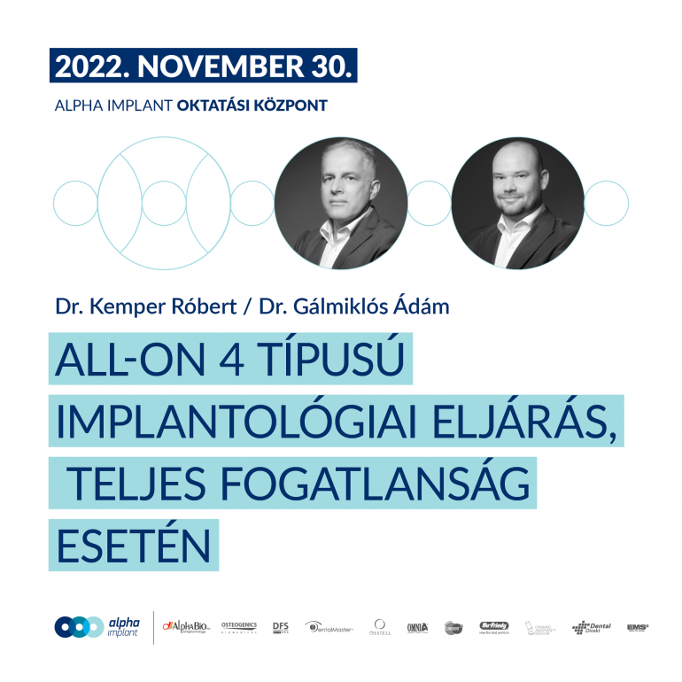 All-on 4 típusú implantológiai eljárás, teljes fogatlanság esetén